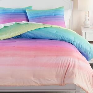 Pottery Barn Teen Watercolor Rainbow Ombre twin XL size comforter & pillow sham